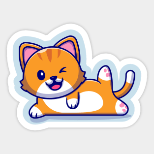 Cute Cat Yoga Pose Cartoon Sticker